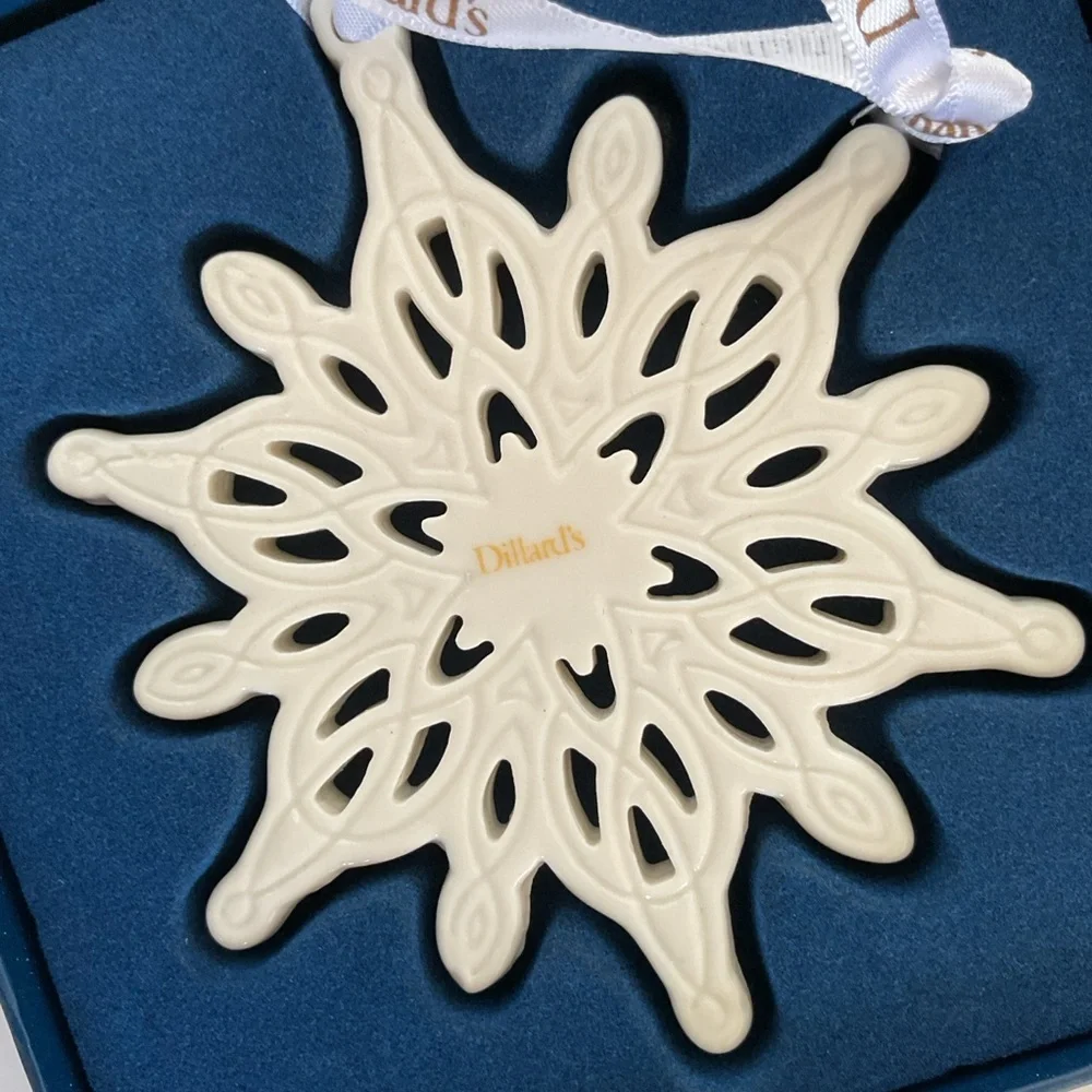Dillards Collectible Porcelain Snowflake Ornament NWT